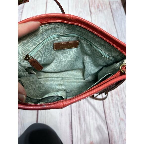 The Sak Iris Demi Orange Brown Pebble Leather Crossbody Shoulder Purse Bag - Picture 11 of 15